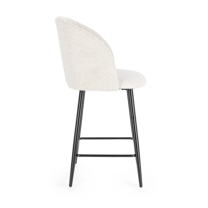 Set di 2 Sgabelli da Cucina Imbottiti in Tessuto Bouclé con Gambe in Acciaio - FELICIA