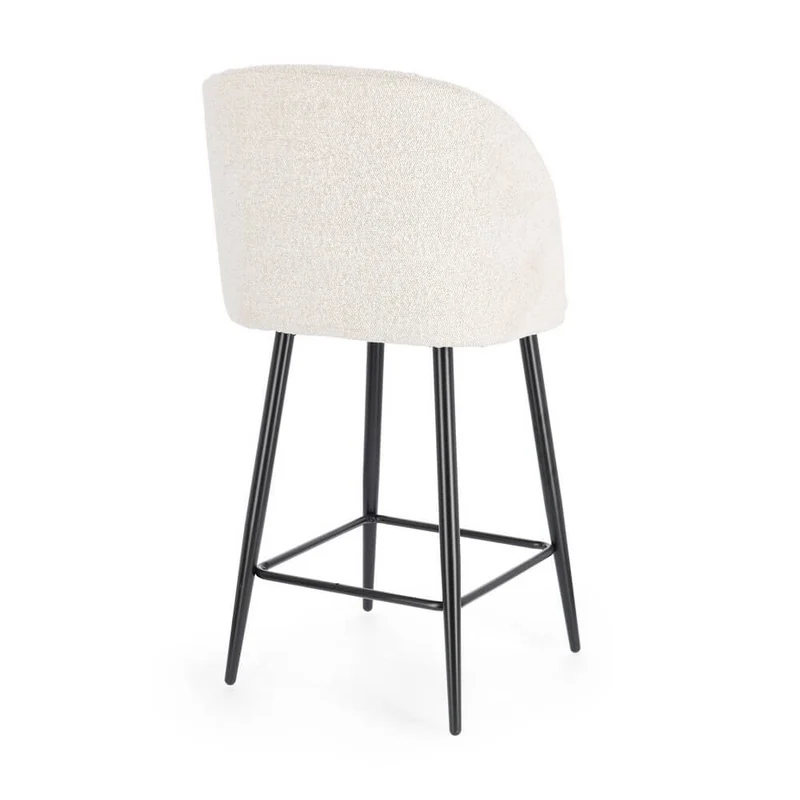 Set di 2 Sgabelli da Cucina Imbottiti in Tessuto Bouclé con Gambe in Acciaio - FELICIA