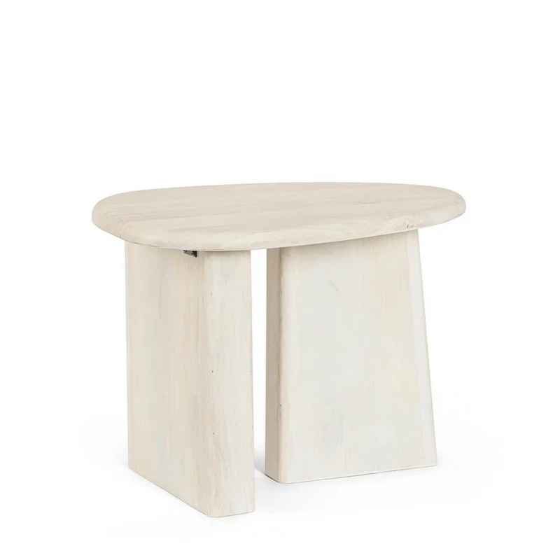 Tavolino in Legno di Mango Piano Ovale Finitura Naturale - ENIGMA