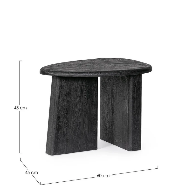 Tavolino in Legno di Mango Piano Ovale Finitura Naturale - ENIGMA