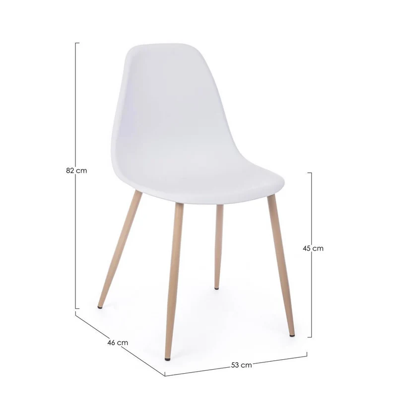 Set di 4 Sedie con Seduta in Polipropilene e Gambe in Acciaio Effetto Legno - MARISSA