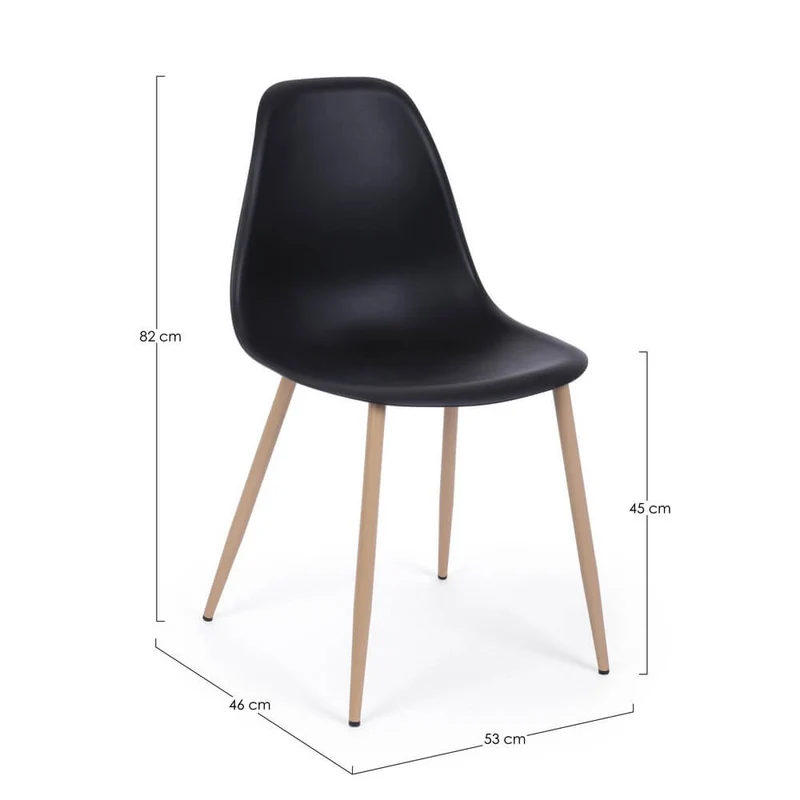 Set di 4 Sedie con Seduta in Polipropilene e Gambe in Acciaio Effetto Legno - MARISSA