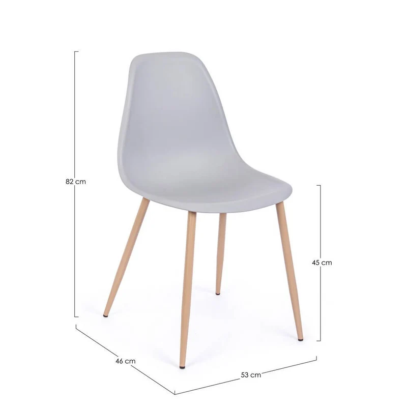 Set di 4 Sedie con Seduta in Polipropilene e Gambe in Acciaio Effetto Legno - MARISSA