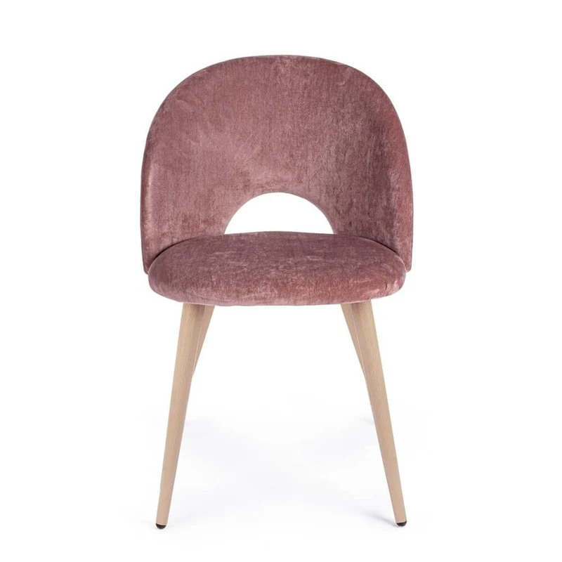Set di 4 Sedie Imbottite in Velluto con Gambe Effetto Legno - MARINA