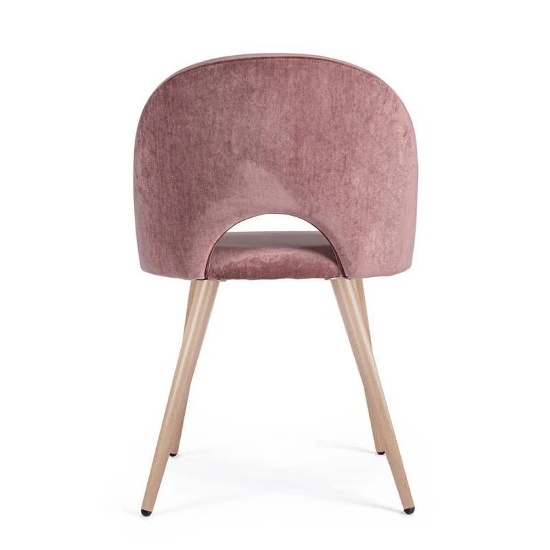 Set di 4 Sedie Imbottite in Velluto con Gambe Effetto Legno - MARINA