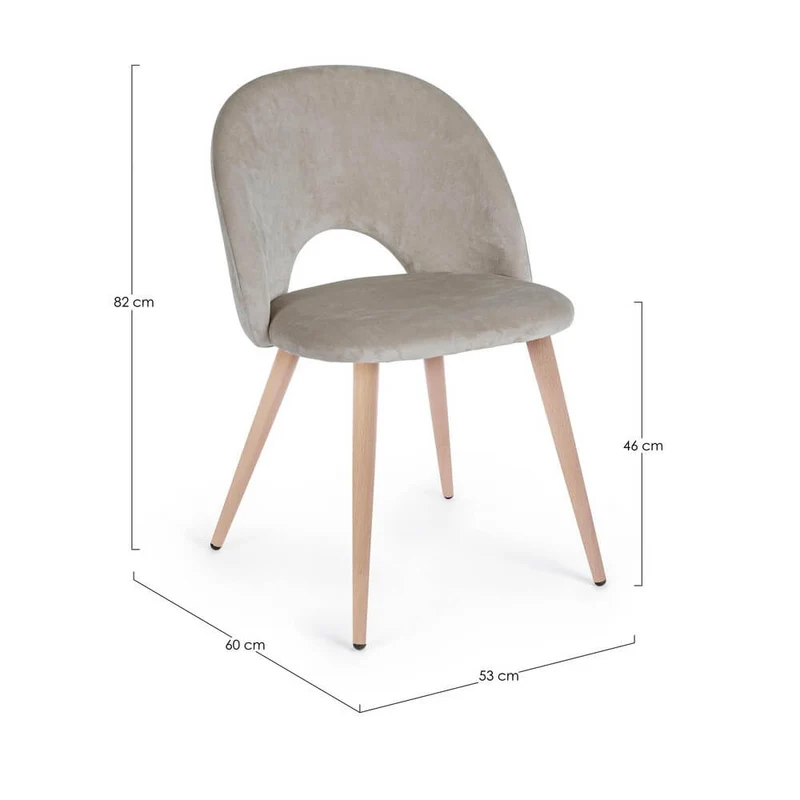 Set di 4 Sedie Imbottite in Velluto con Gambe Effetto Legno - MARINA