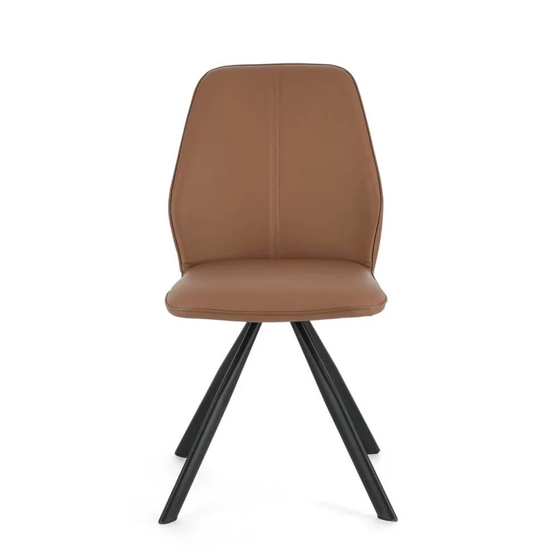 Set di 4 Sedie Imbottite in Similpelle con Gambe in Acciaio - LEO