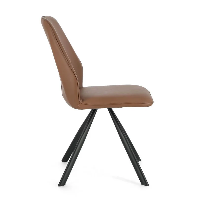 Set di 4 Sedie Imbottite in Similpelle con Gambe in Acciaio - LEO