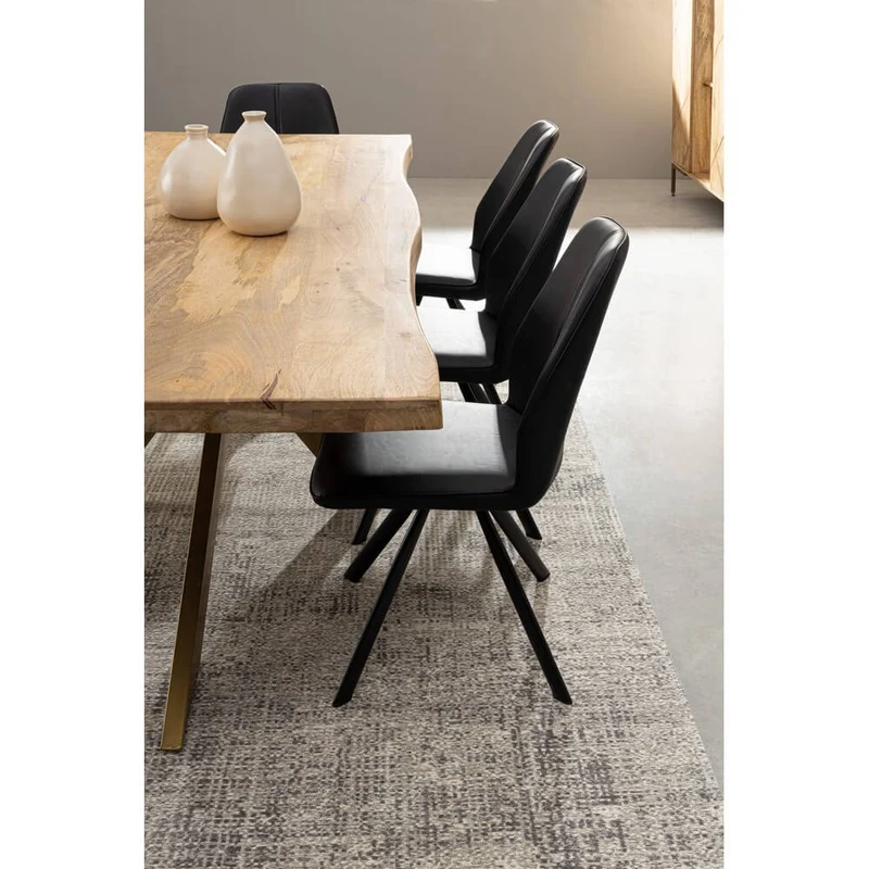 Set di 4 Sedie Imbottite in Similpelle con Gambe in Acciaio - LEO