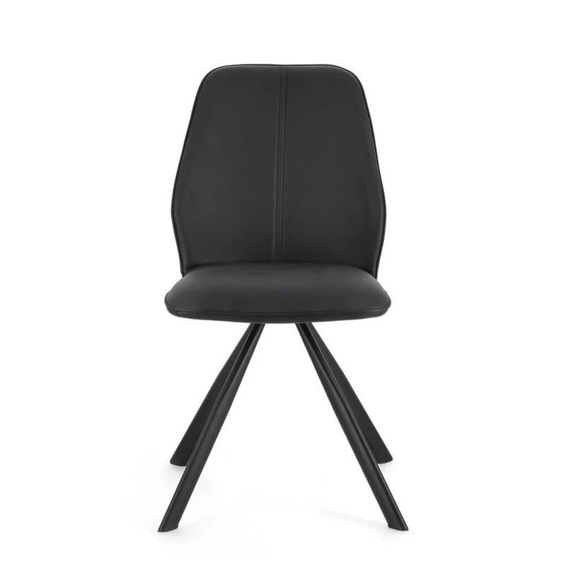 Set di 4 Sedie Imbottite in Similpelle con Gambe in Acciaio - LEO