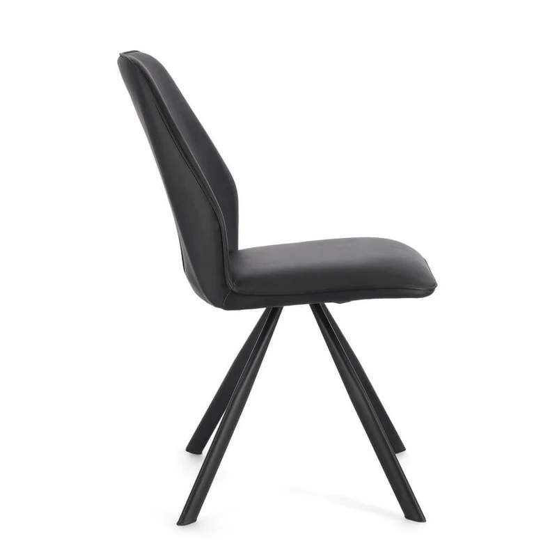 Set di 4 Sedie Imbottite in Similpelle con Gambe in Acciaio - LEO