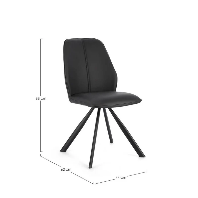 Set di 4 Sedie Imbottite in Similpelle con Gambe in Acciaio - LEO