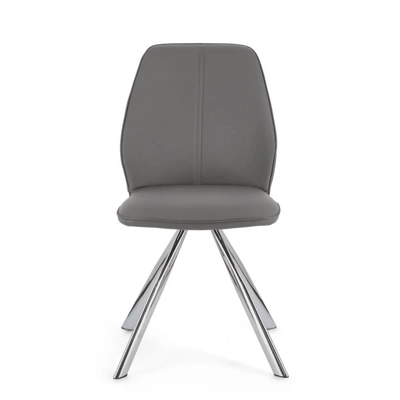Set di 4 Sedie Imbottite in Similpelle con Gambe in Acciaio - LEO