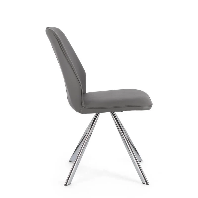 Set di 4 Sedie Imbottite in Similpelle con Gambe in Acciaio - LEO
