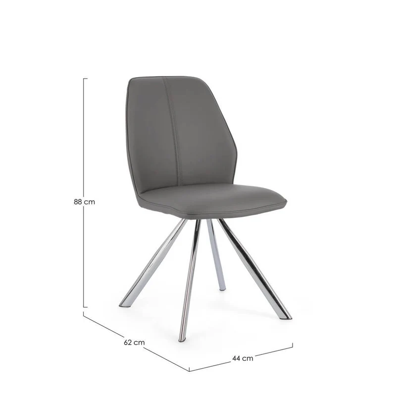 Set di 4 Sedie Imbottite in Similpelle con Gambe in Acciaio - LEO