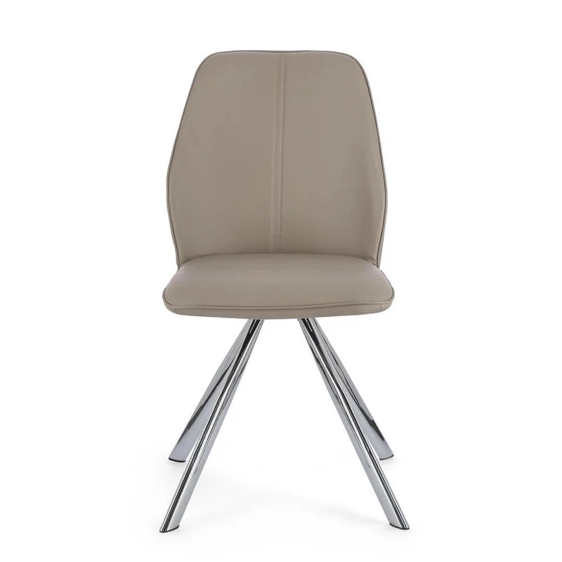 Set di 4 Sedie Imbottite in Similpelle con Gambe in Acciaio - LEO