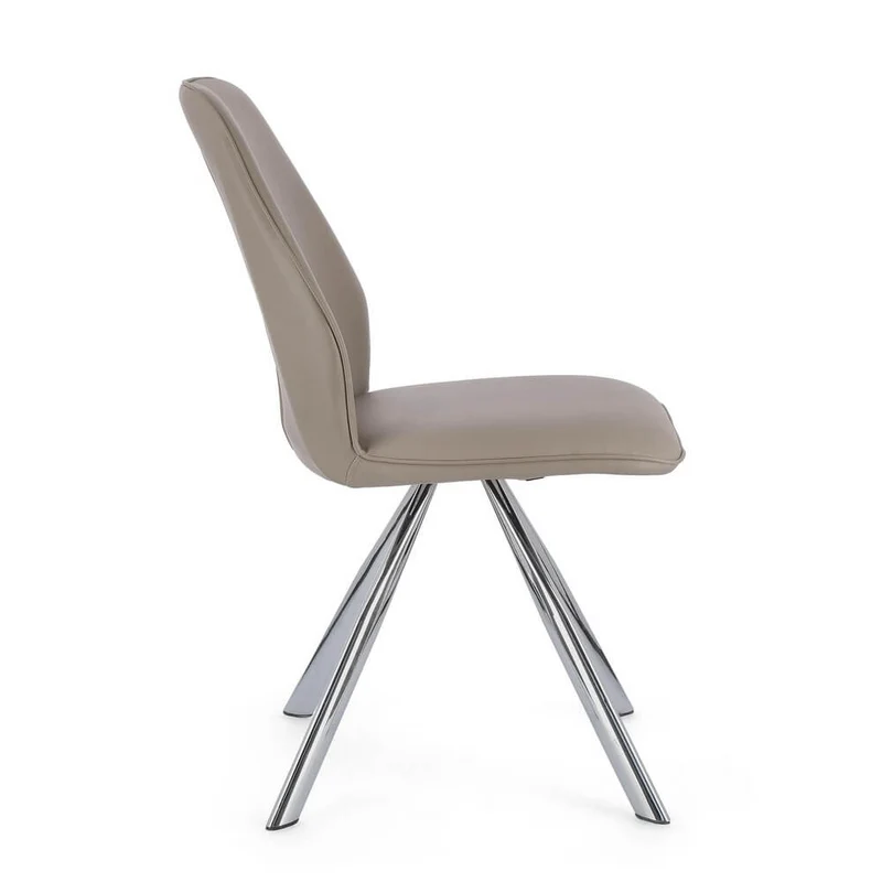 Set di 4 Sedie Imbottite in Similpelle con Gambe in Acciaio - LEO