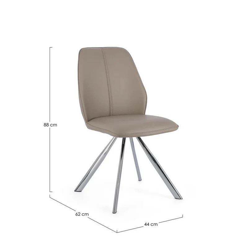 Set di 4 Sedie Imbottite in Similpelle con Gambe in Acciaio - LEO