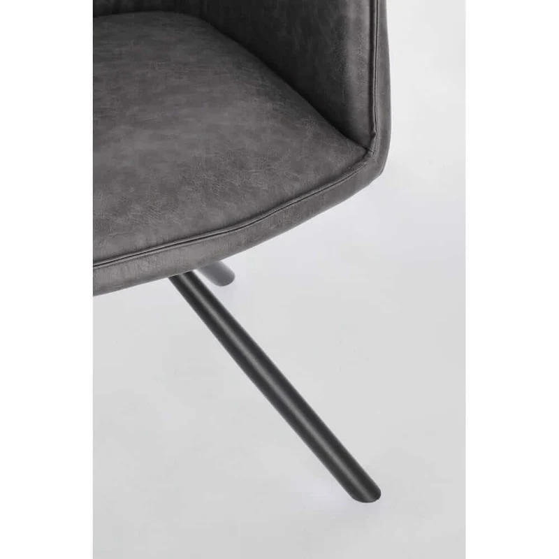 Set di 2 Sedie con Braccioli Girevoli in Similpelle con Gambe in Acciaio - LAVELLE