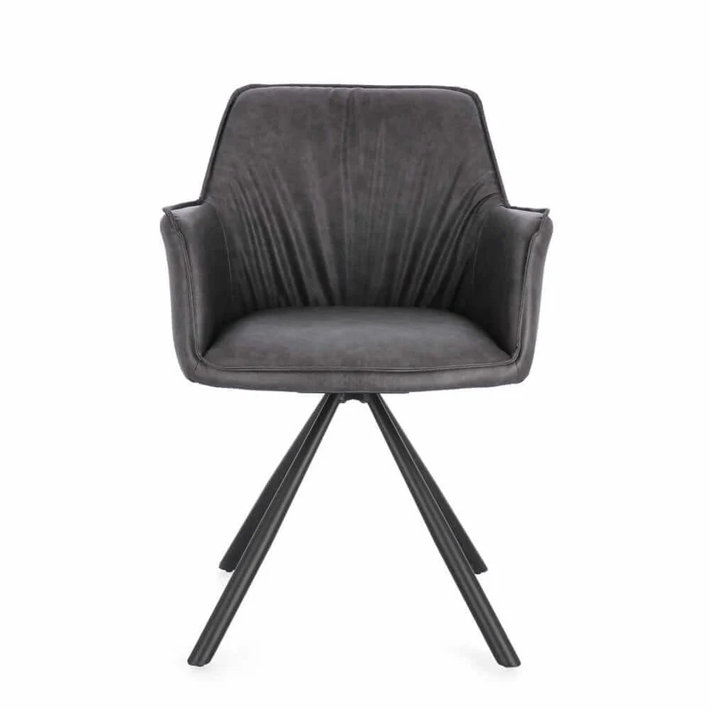 Set di 2 Sedie con Braccioli Girevoli in Similpelle con Gambe in Acciaio - LAVELLE