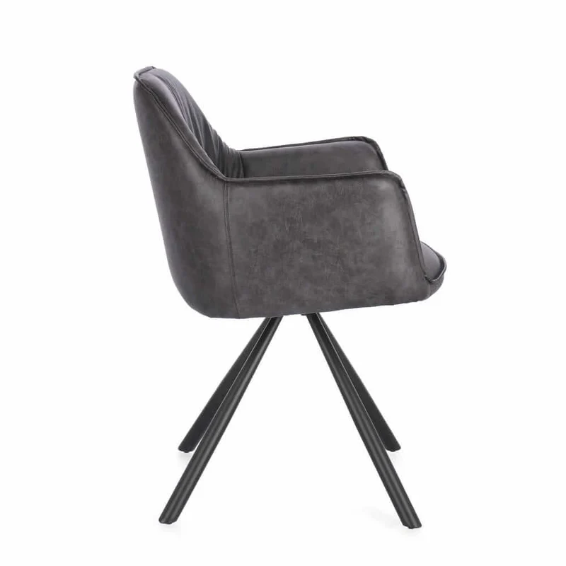 Set di 2 Sedie con Braccioli Girevoli in Similpelle con Gambe in Acciaio - LAVELLE
