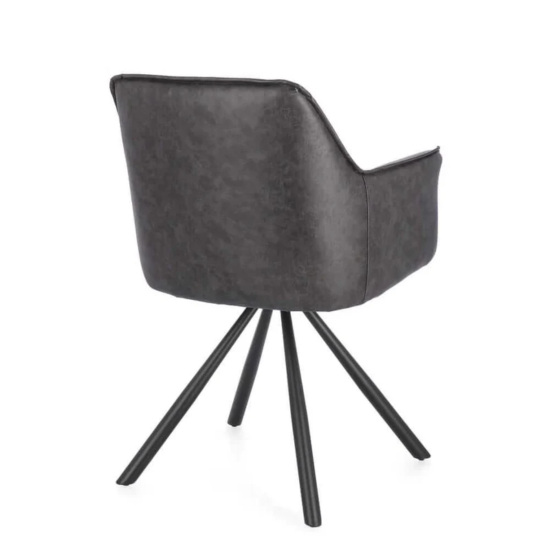 Set di 2 Sedie con Braccioli Girevoli in Similpelle con Gambe in Acciaio - LAVELLE