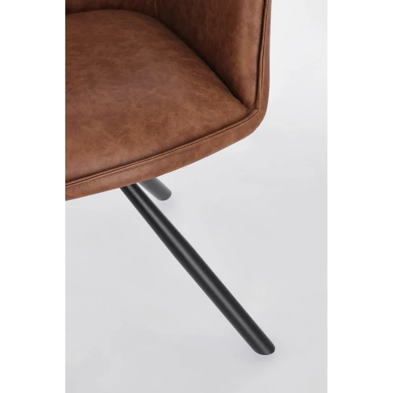 Set di 2 Sedie con Braccioli Girevoli in Similpelle con Gambe in Acciaio - LAVELLE