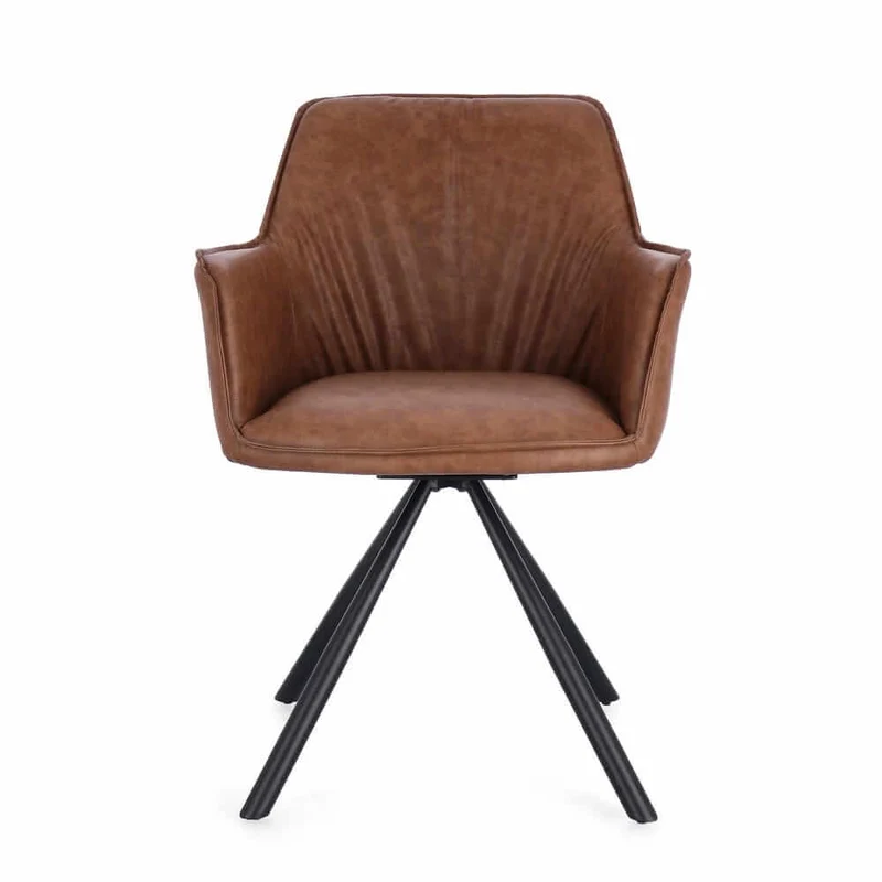 Set di 2 Sedie con Braccioli Girevoli in Similpelle con Gambe in Acciaio - LAVELLE