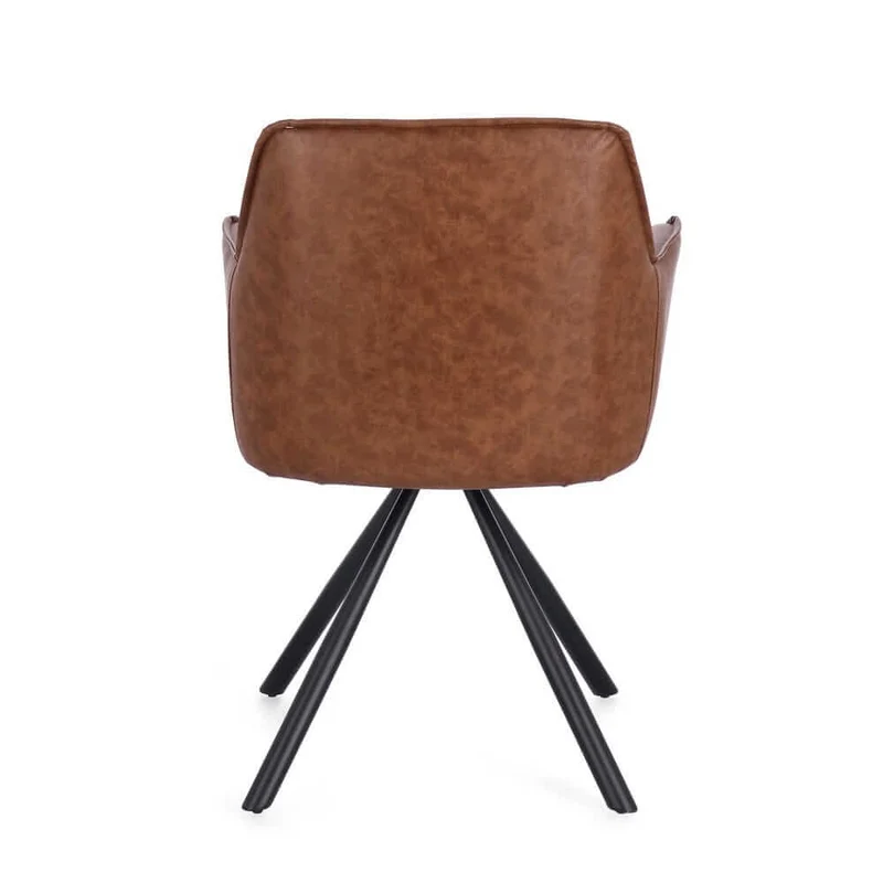 Set di 2 Sedie con Braccioli Girevoli in Similpelle con Gambe in Acciaio - LAVELLE