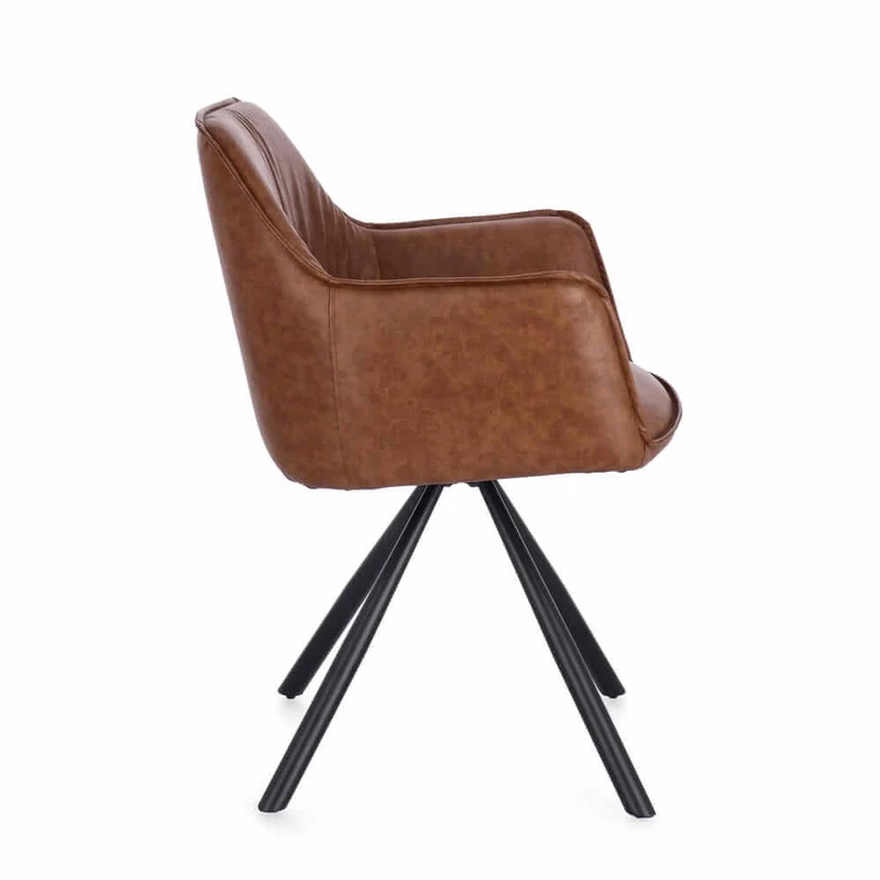 Set di 2 Sedie con Braccioli Girevoli in Similpelle con Gambe in Acciaio - LAVELLE