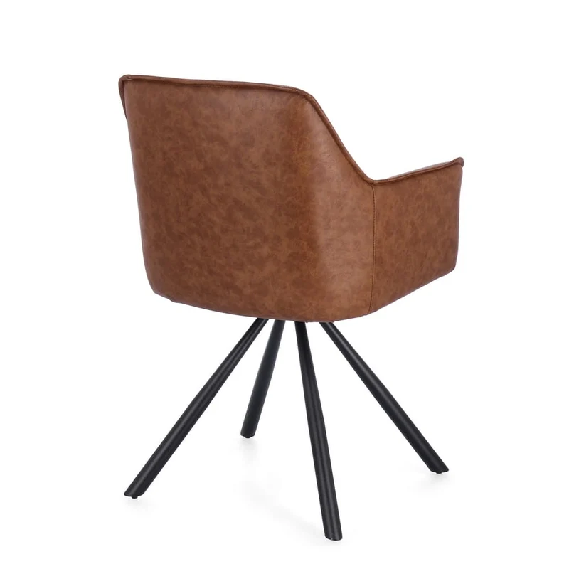 Set di 2 Sedie con Braccioli Girevoli in Similpelle con Gambe in Acciaio - LAVELLE