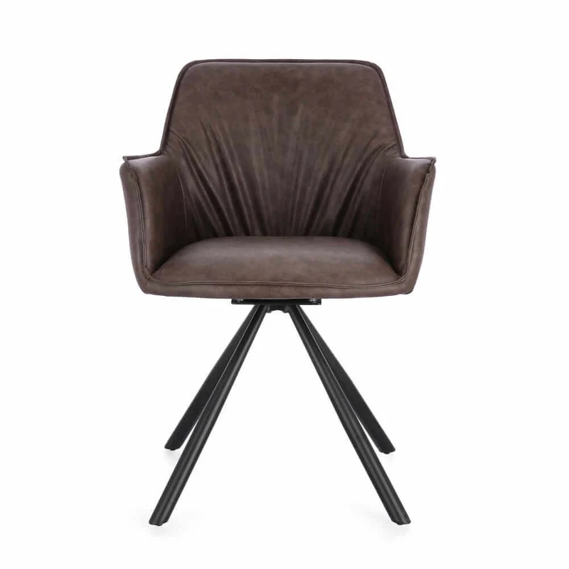 Set di 2 Sedie con Braccioli Girevoli in Similpelle con Gambe in Acciaio - LAVELLE
