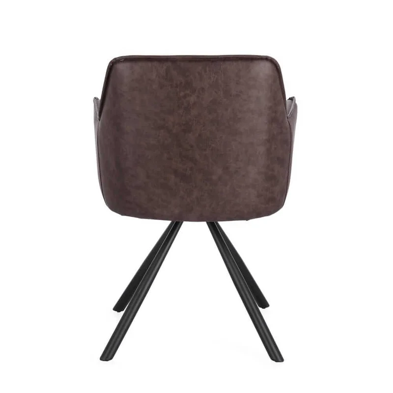 Set di 2 Sedie con Braccioli Girevoli in Similpelle con Gambe in Acciaio - LAVELLE