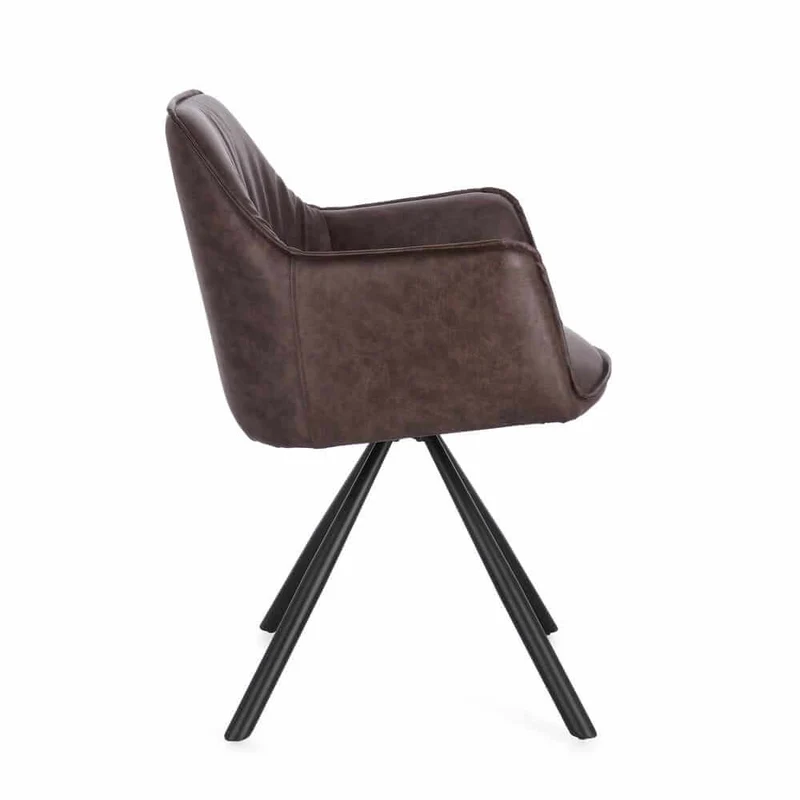 Set di 2 Sedie con Braccioli Girevoli in Similpelle con Gambe in Acciaio - LAVELLE