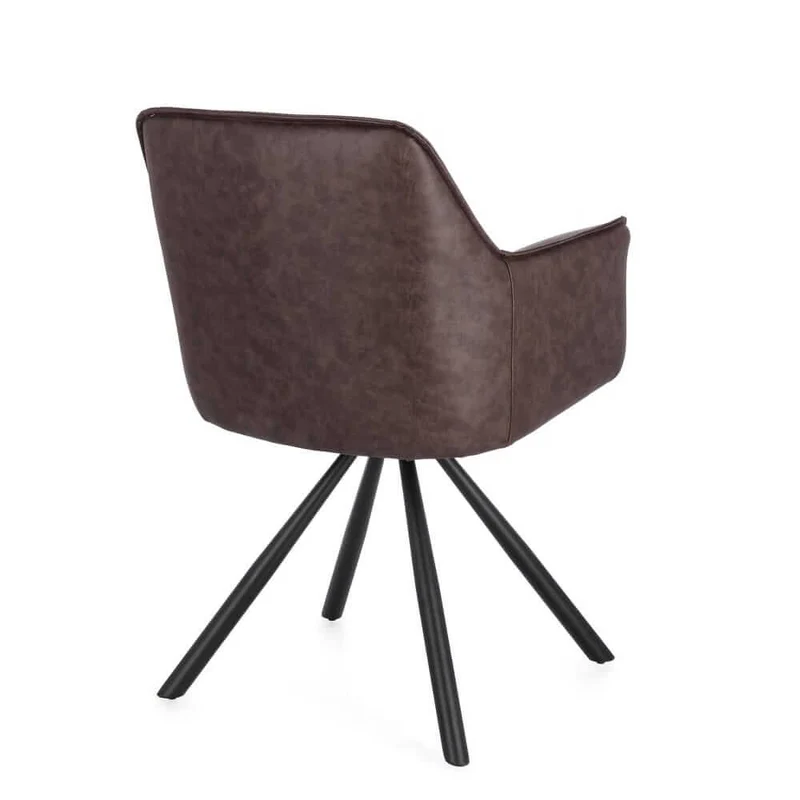 Set di 2 Sedie con Braccioli Girevoli in Similpelle con Gambe in Acciaio - LAVELLE