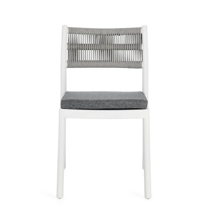 Set di 4 Sedie da Esterno con Cuscino in Polipropilene con Schienale Intrecciato - DRALION