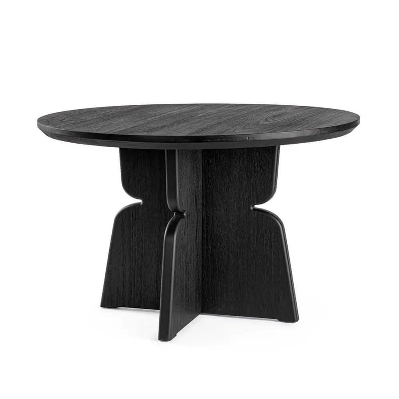 Tavolo da Pranzo Rotondo in Legno MDF Nero Diametro 120 cm - KINGDOM