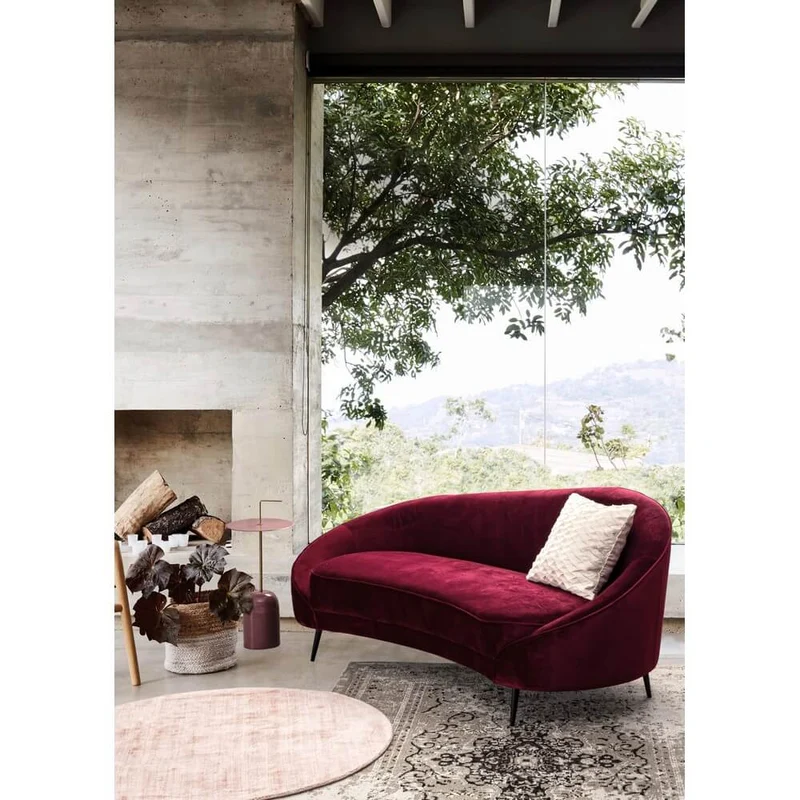 Tavolino Laterale in Acciaio Smaltato Rosa con Manico Ottone - KALEB