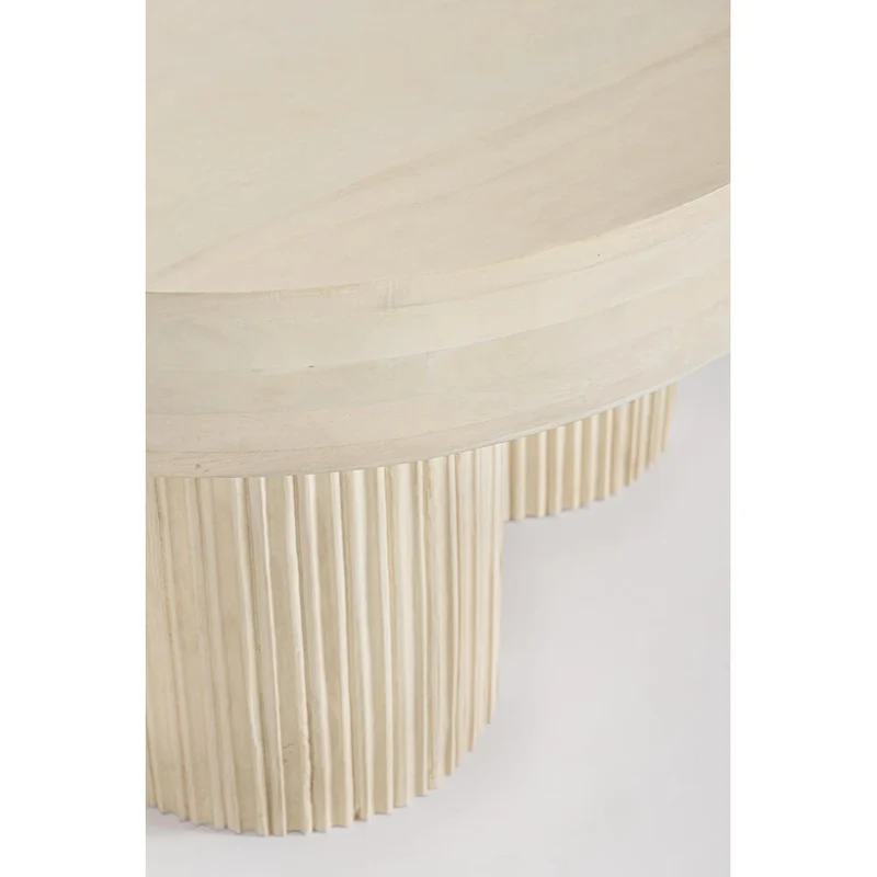Tavolino rotondo in legno di mango naturale con gambe scanalate - JASPER