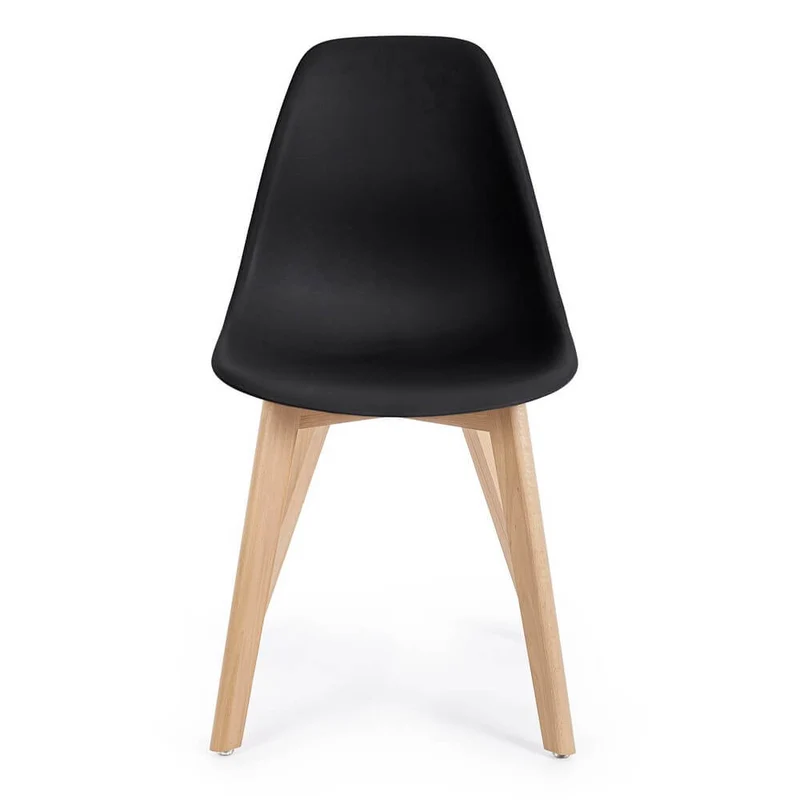 Set di 4 Sedie in Plastica con Gambe in Legno di Faggio Stile Nordico - JASMINE