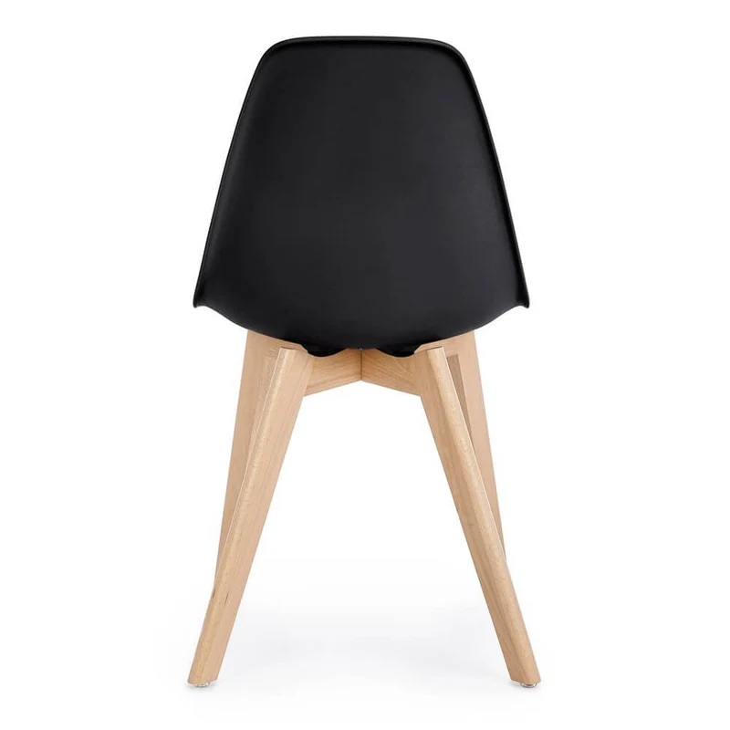 Set di 4 Sedie in Plastica con Gambe in Legno di Faggio Stile Nordico - JASMINE
