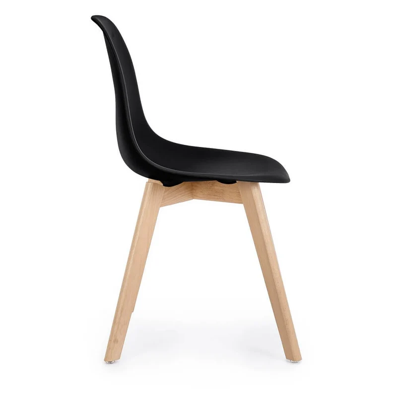 Set di 4 Sedie in Plastica con Gambe in Legno di Faggio Stile Nordico - JASMINE