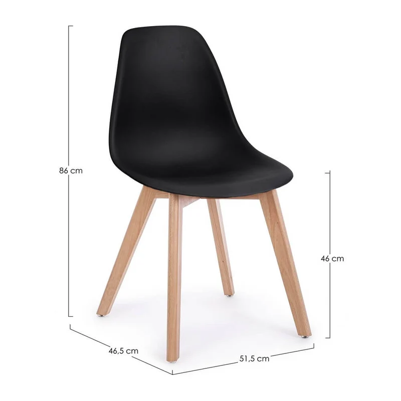 Set di 4 Sedie in Plastica con Gambe in Legno di Faggio Stile Nordico - JASMINE