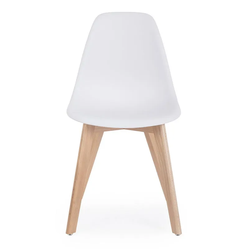 Set di 4 Sedie in Plastica con Gambe in Legno di Faggio Stile Nordico - JASMINE