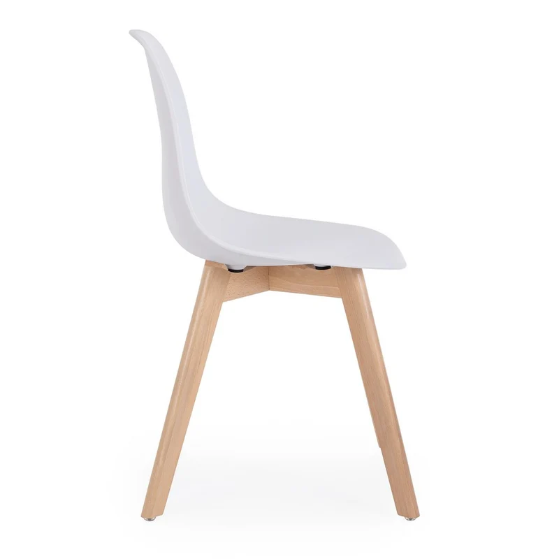 Set di 4 Sedie in Plastica con Gambe in Legno di Faggio Stile Nordico - JASMINE