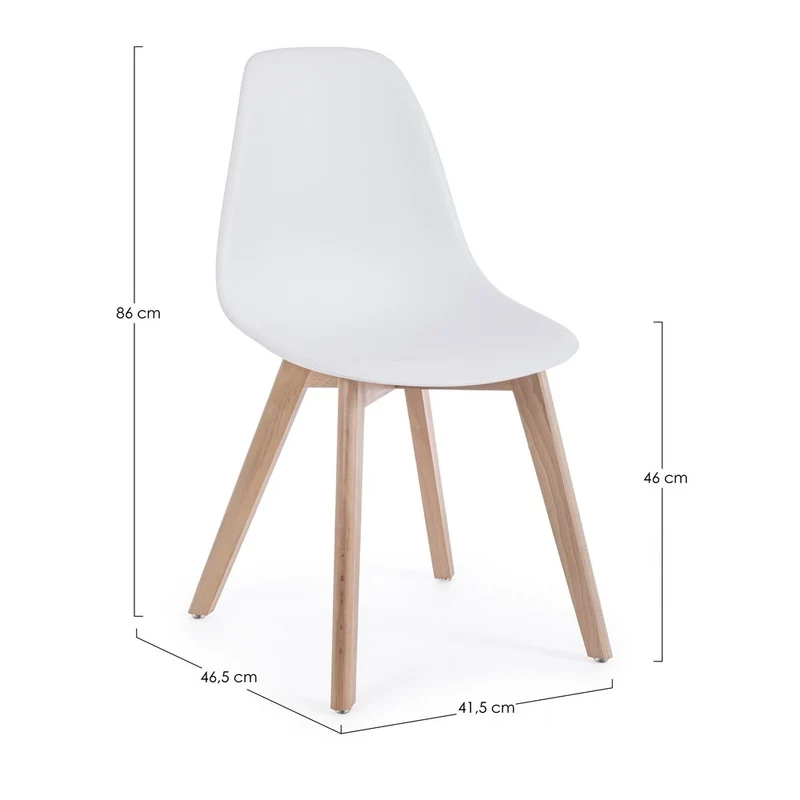 Set di 4 Sedie in Plastica con Gambe in Legno di Faggio Stile Nordico - JASMINE
