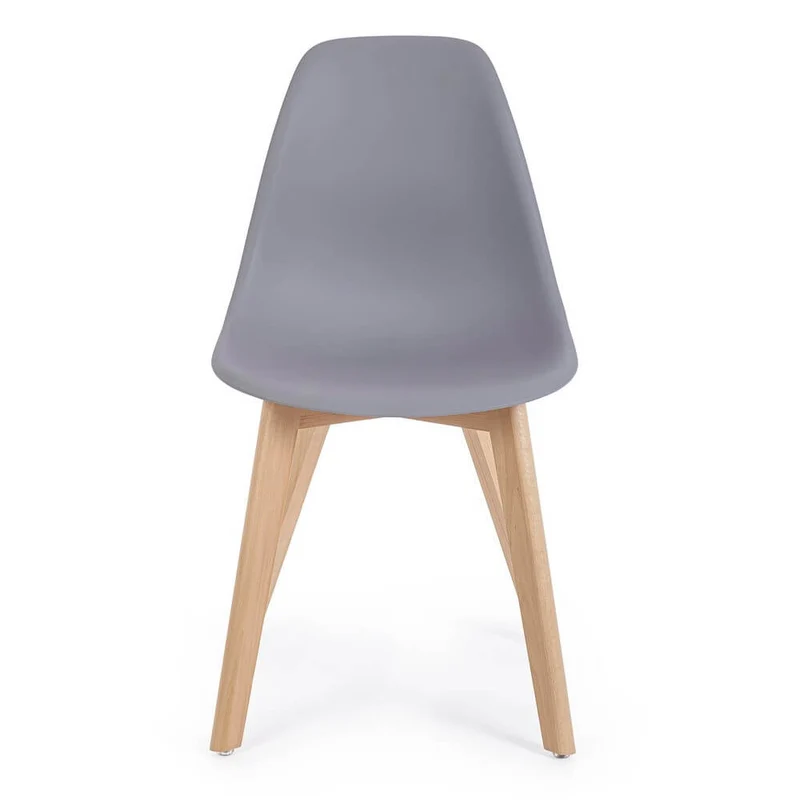 Set di 4 Sedie in Plastica con Gambe in Legno di Faggio Stile Nordico - JASMINE
