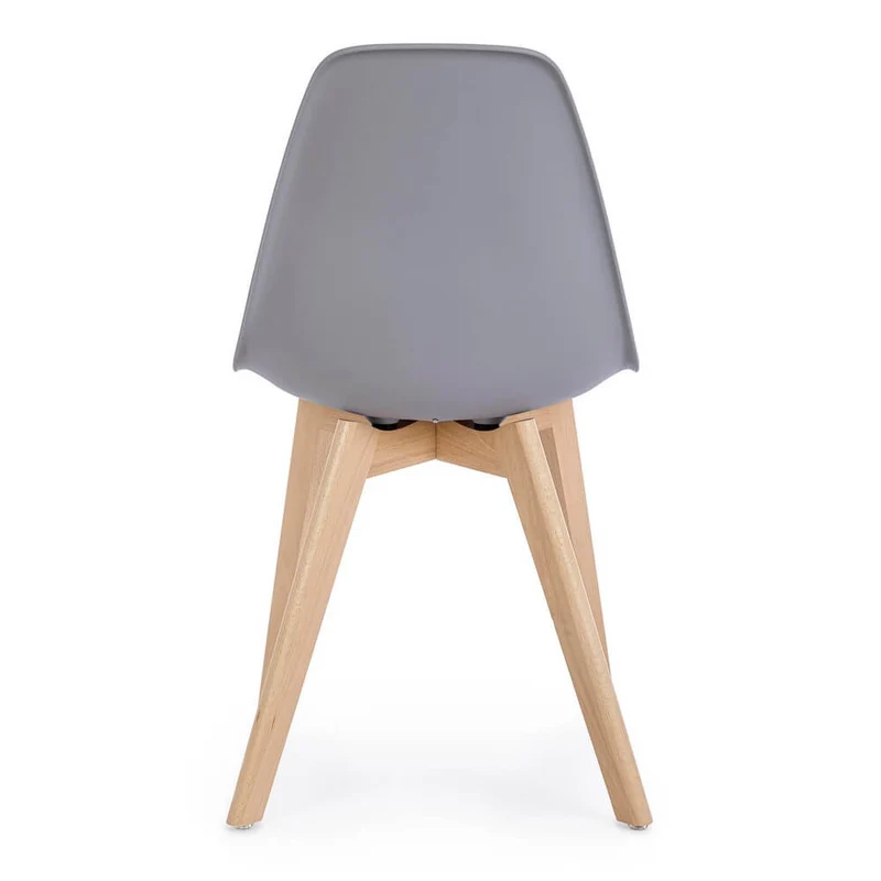 Set di 4 Sedie in Plastica con Gambe in Legno di Faggio Stile Nordico - JASMINE