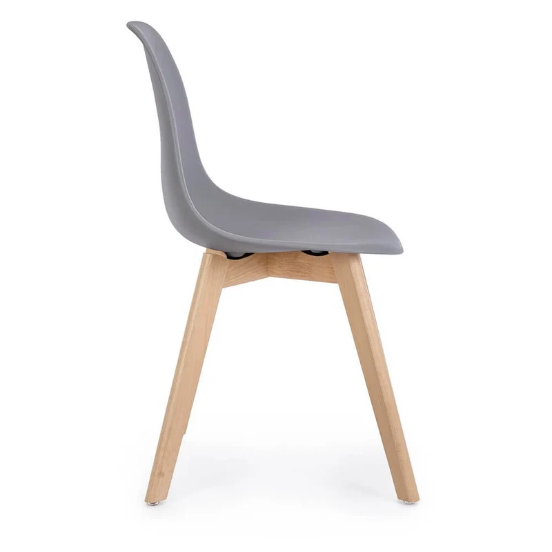 Set di 4 Sedie in Plastica con Gambe in Legno di Faggio Stile Nordico - JASMINE