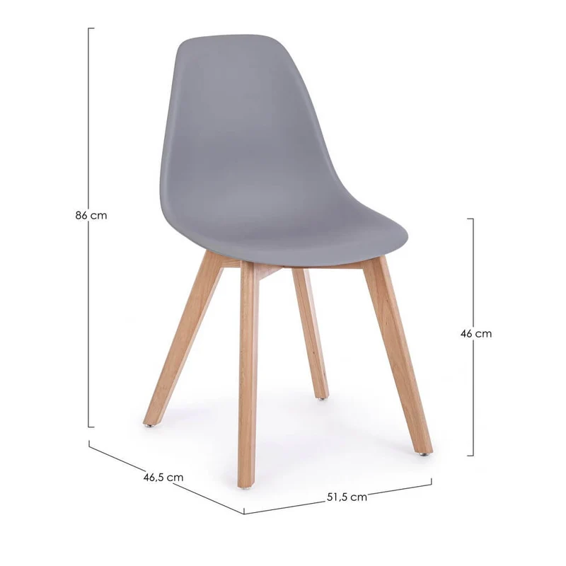 Set di 4 Sedie in Plastica con Gambe in Legno di Faggio Stile Nordico - JASMINE